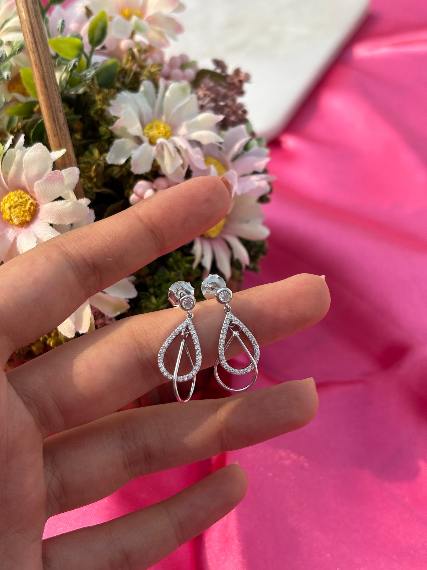Silver Dual Teardrop Earrings