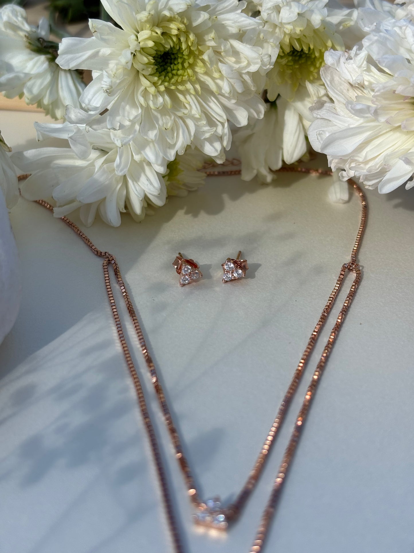 Crystal Leaf Dual-Layer Necklace Set