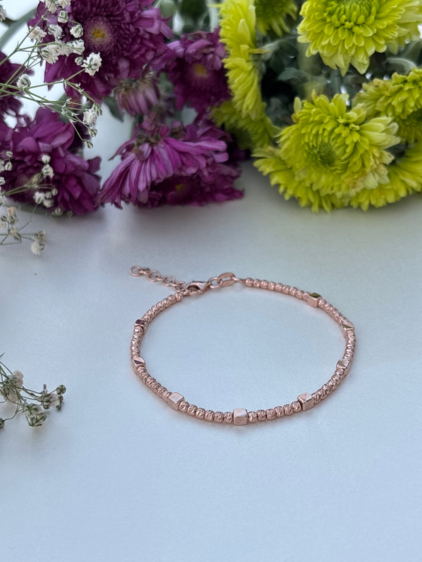 Elegant Rose Gold Beaded Bracelet