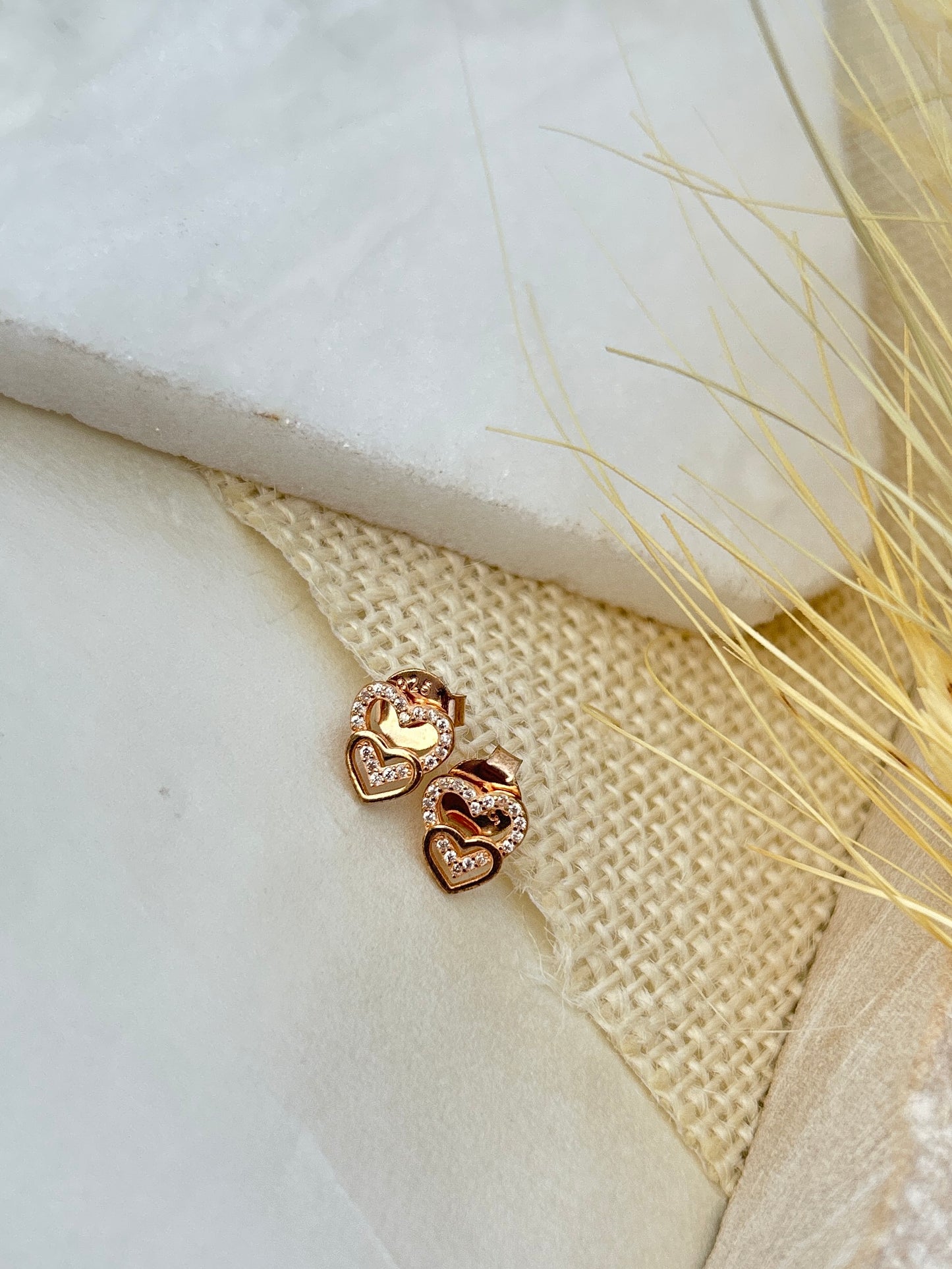 Double heart studs