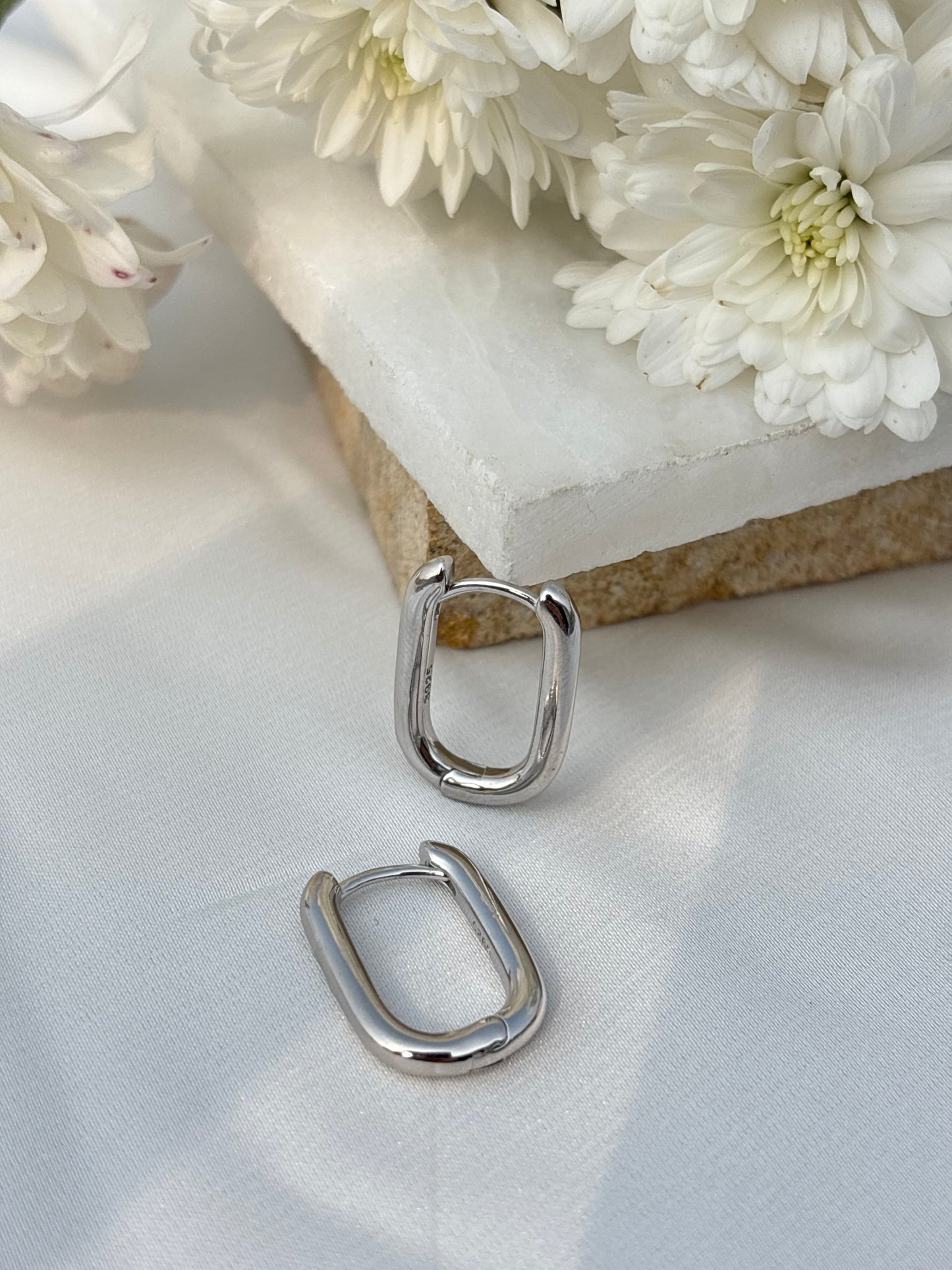 Silver Link Hoops