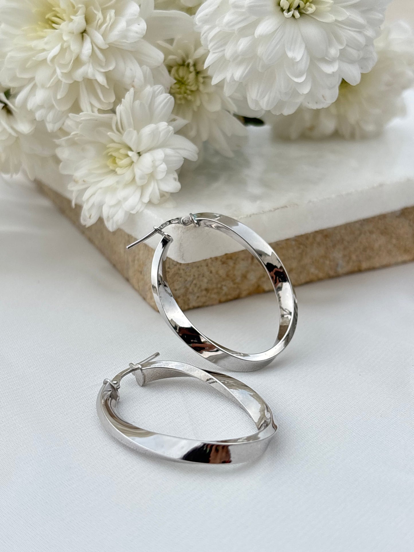 Classic Oval Silver Hoops