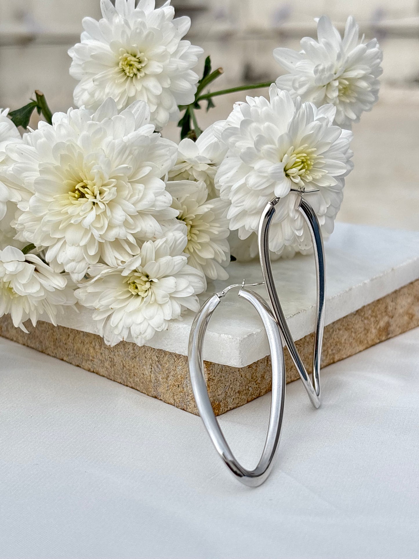 Fluid Silver Hoops