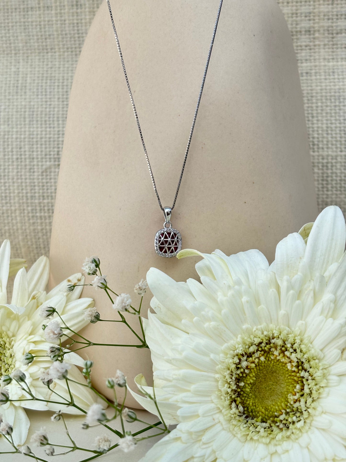 Crimson Grid Necklace