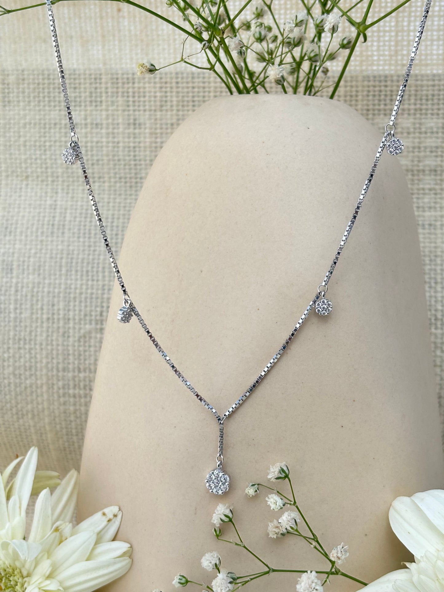 Silver Celeste Drop Necklace