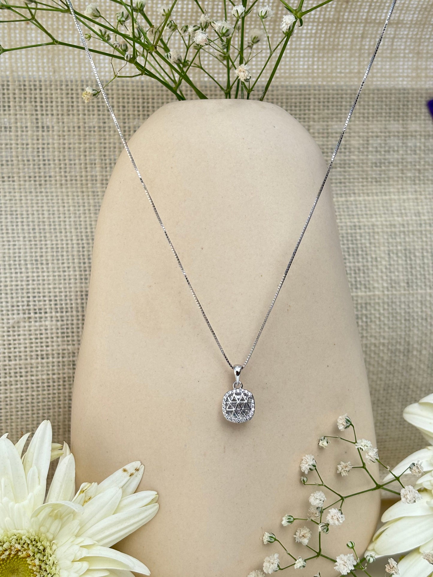 Silver Grid Necklace