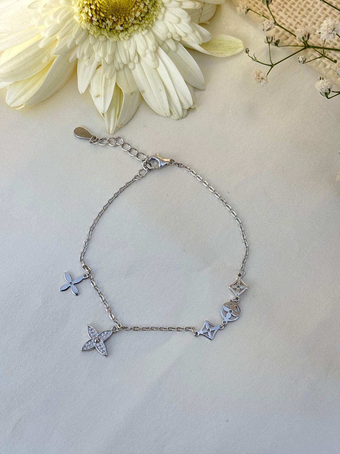 Dual Charm Silver Bracelet