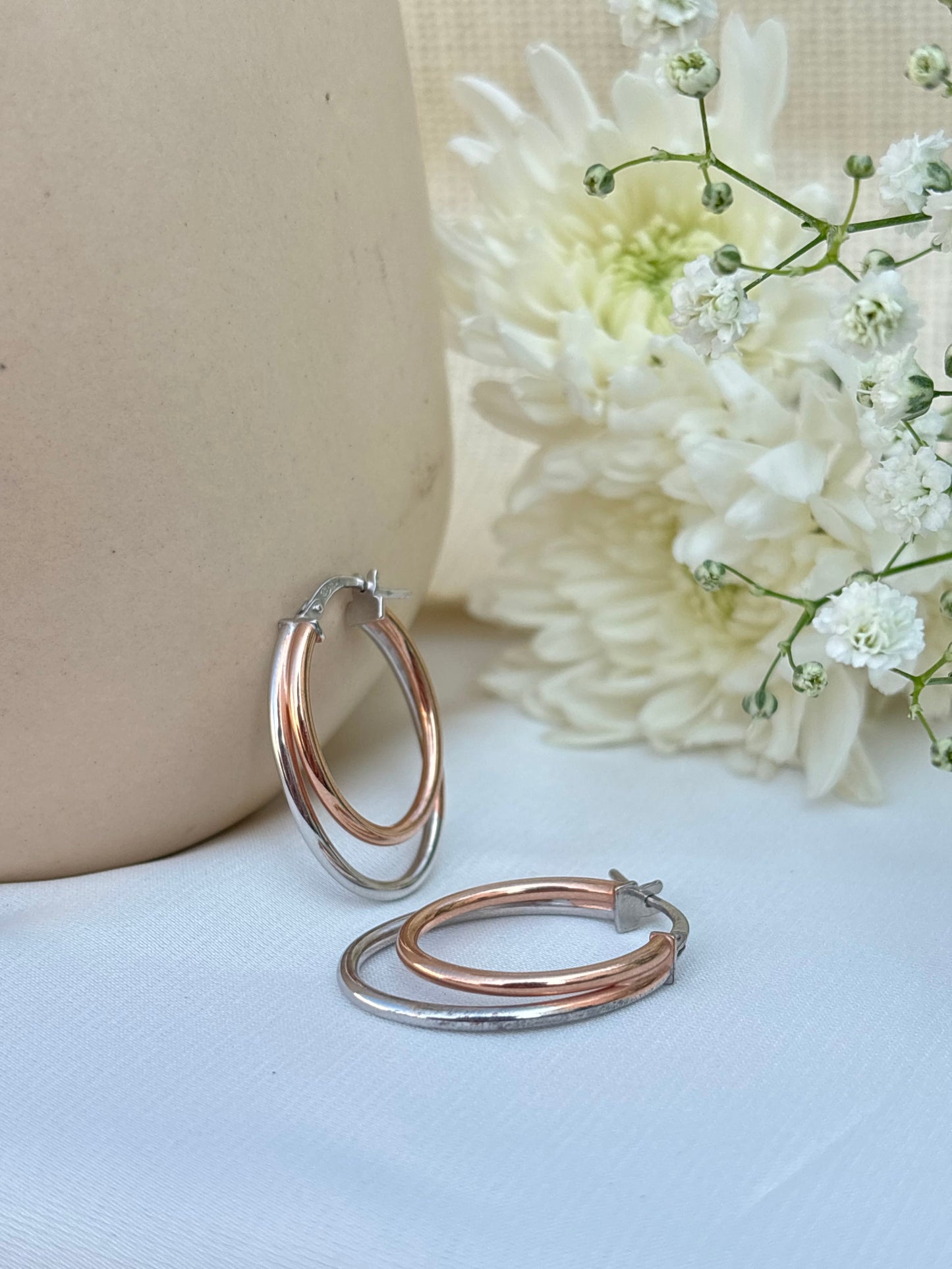 Rose Duo Two-Tone Hoops