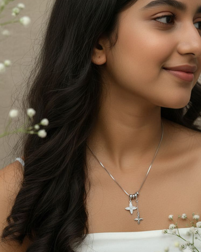 Silver Clover Charm Necklace