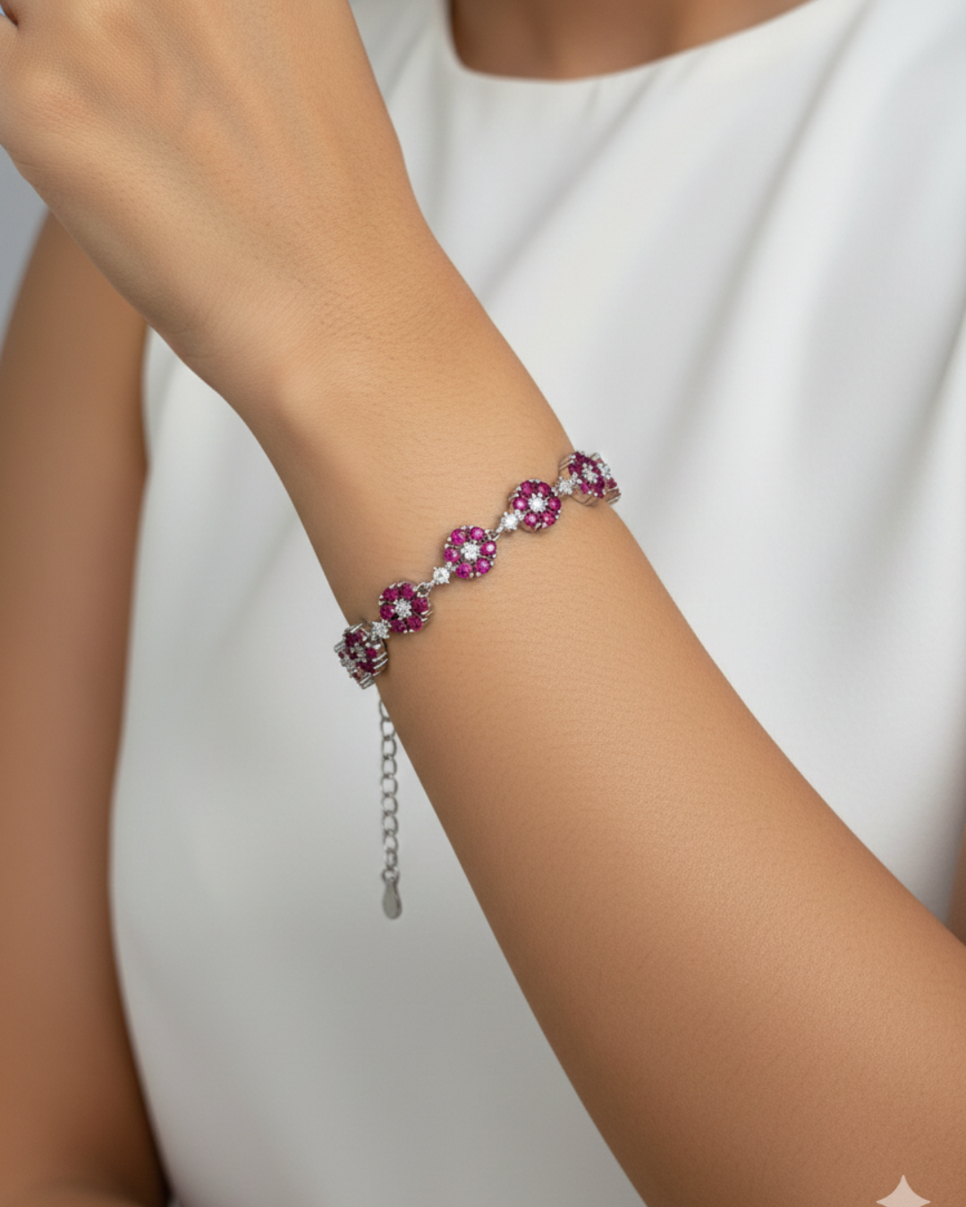 Floral Pink Crystal Bracelet
