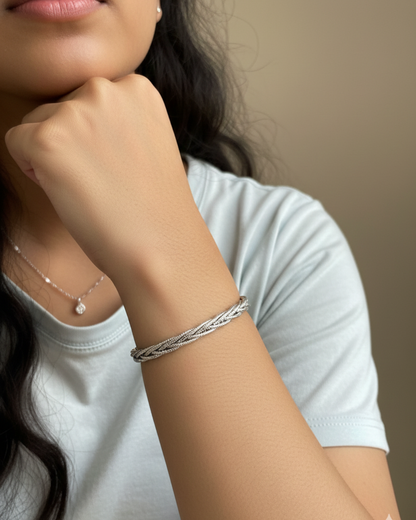 Silver Whisper Braid Bracelet