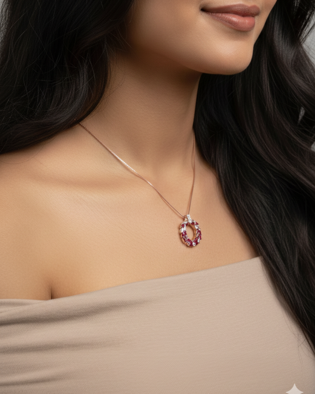 Crimson Radiant Loop Necklace