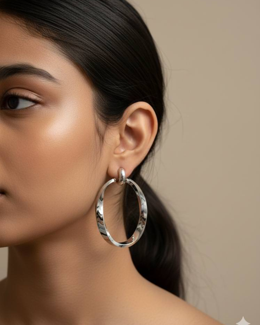 Classic Oval Silver Hoops