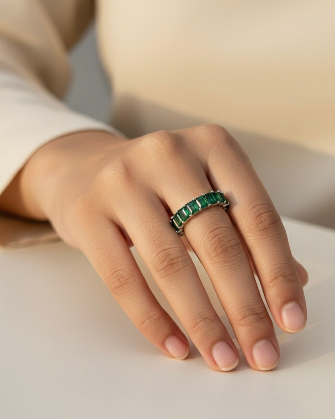 Emerald Baguette Eternity Band