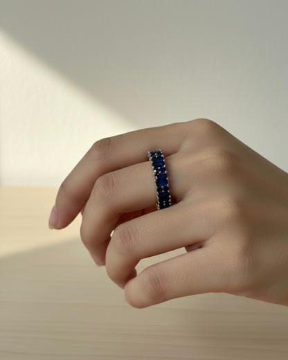 Blue Baguette Eternity Band