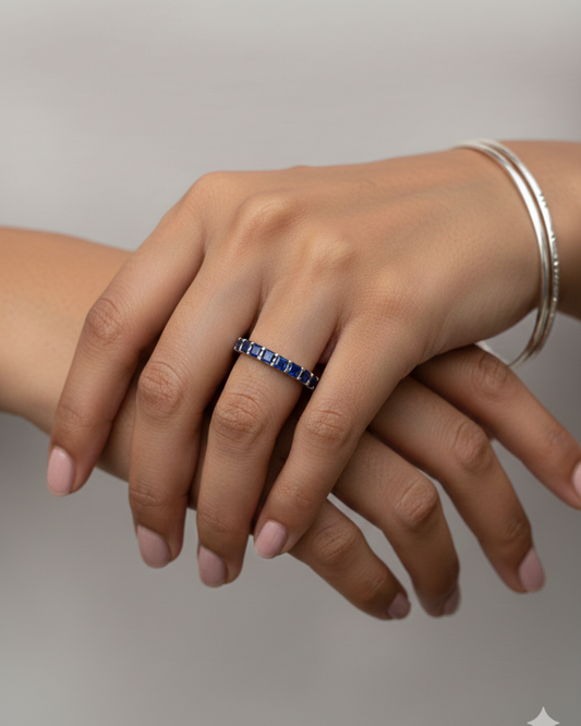 Royal Blue Halo Ring