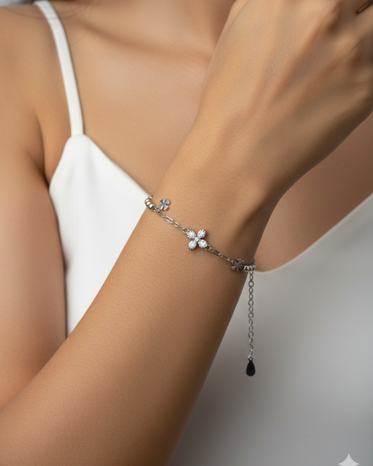 Dual Charm Silver Bracelet
