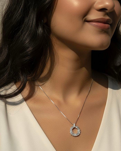 Silver Petal Halo Necklace
