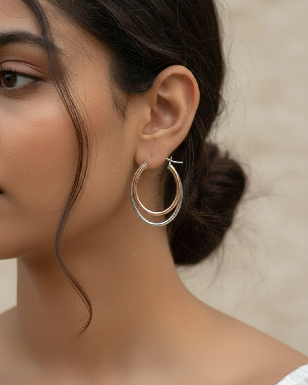Rose Duo Two-Tone Hoops