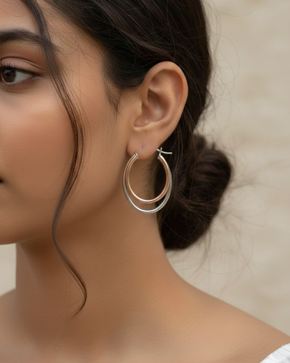 Rose Duo Two-Tone Hoops