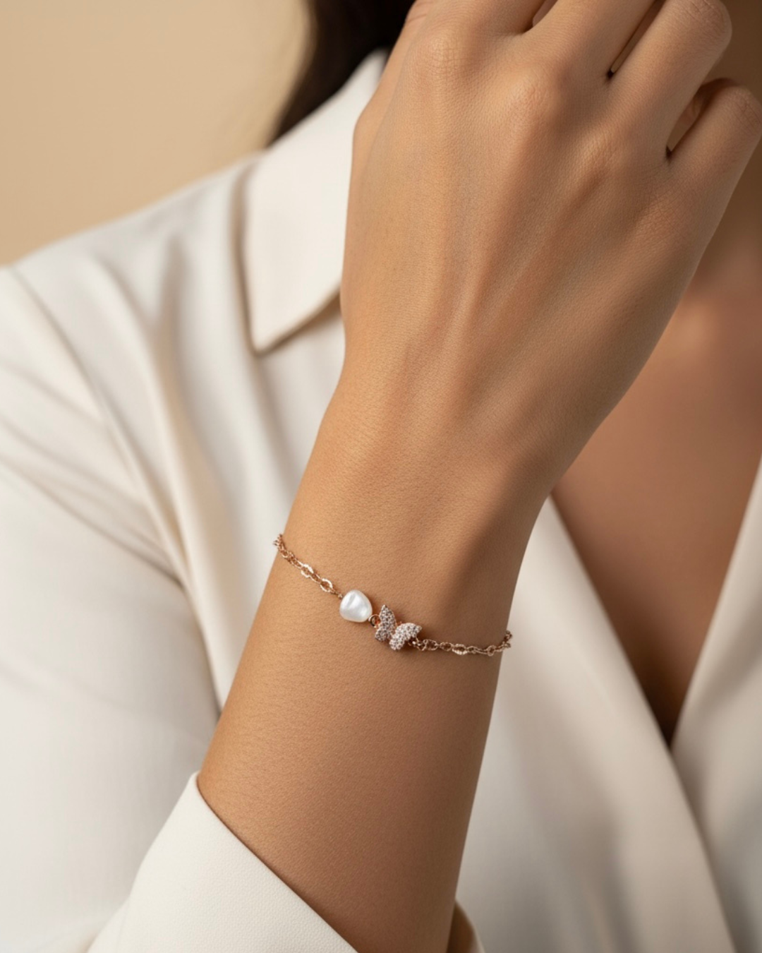 Sterling Silver Heart & Butterfly Bracelet