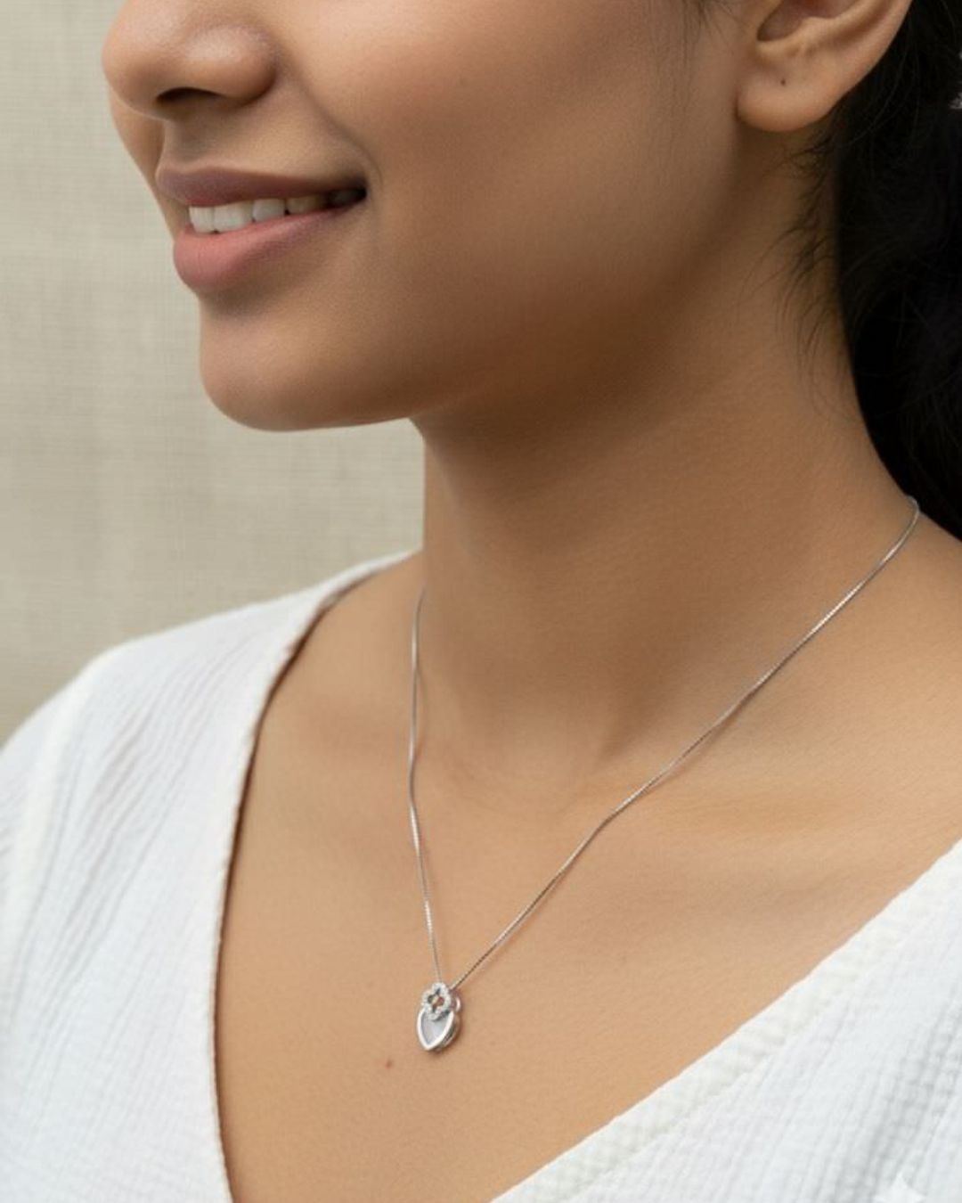 Mini Dual Heart Silver Pendant