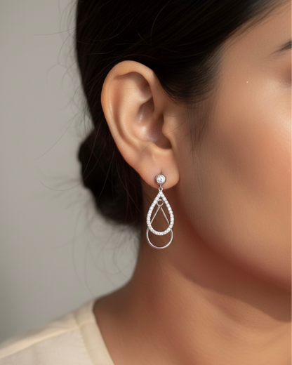 Silver Dual Teardrop Earrings