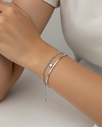 Silver Aurora Curve Bracelet