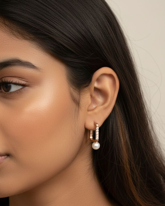 Pearl Edge Rectangular Hoops