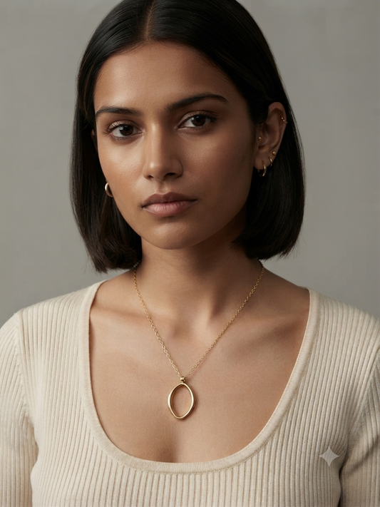 Sculpted Oval Pendant Necklace