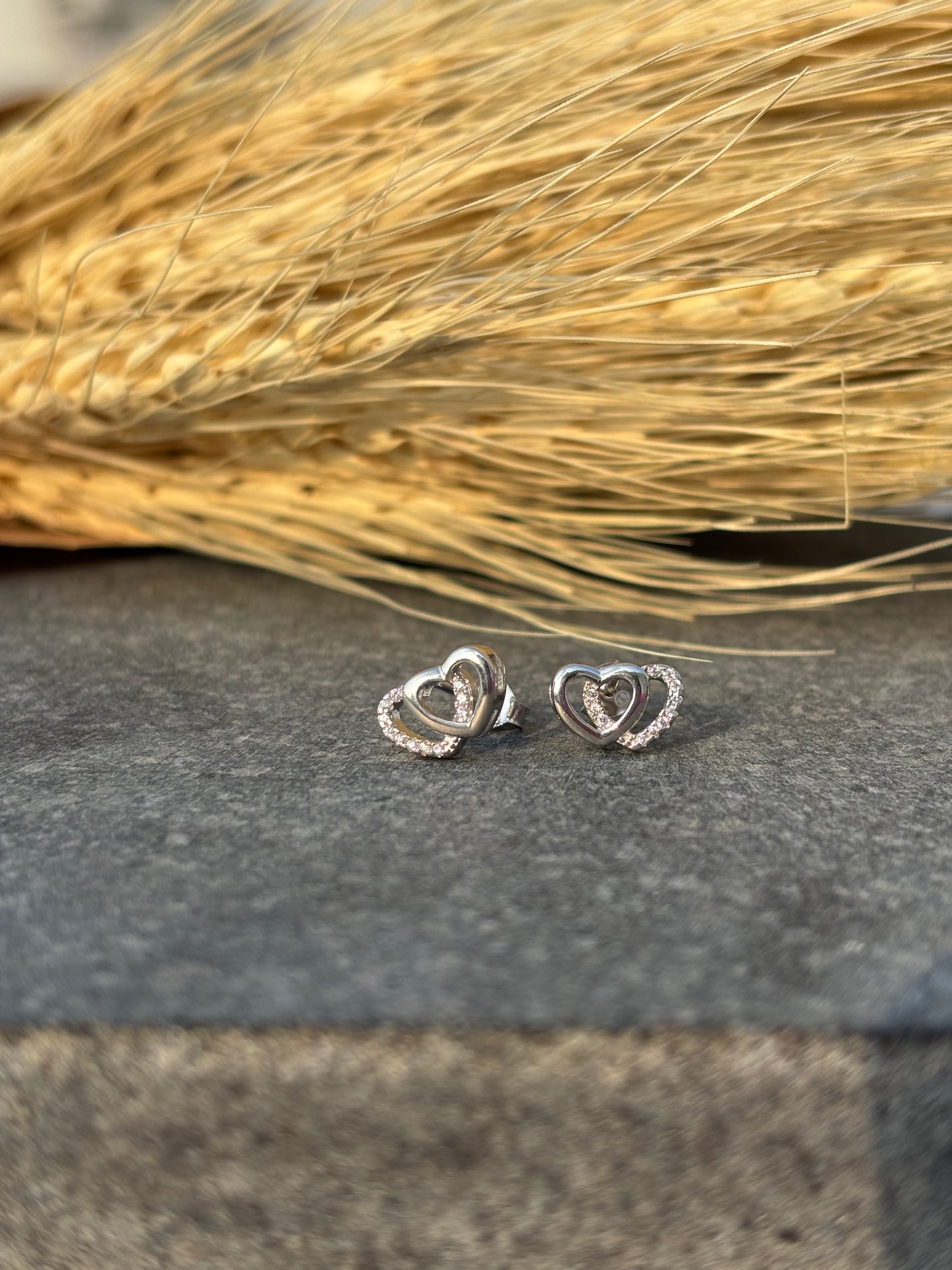 Double Heart Studs