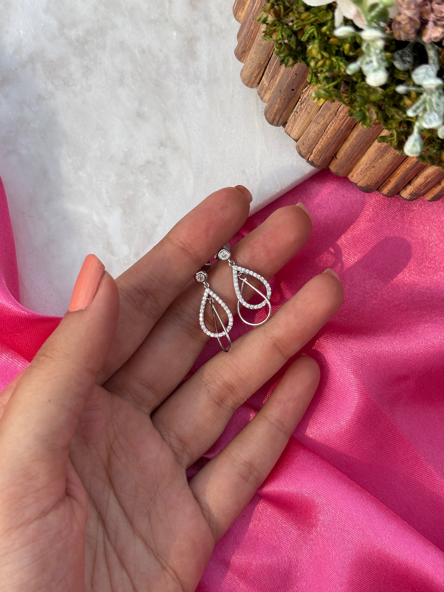 Silver Dual Teardrop Earrings