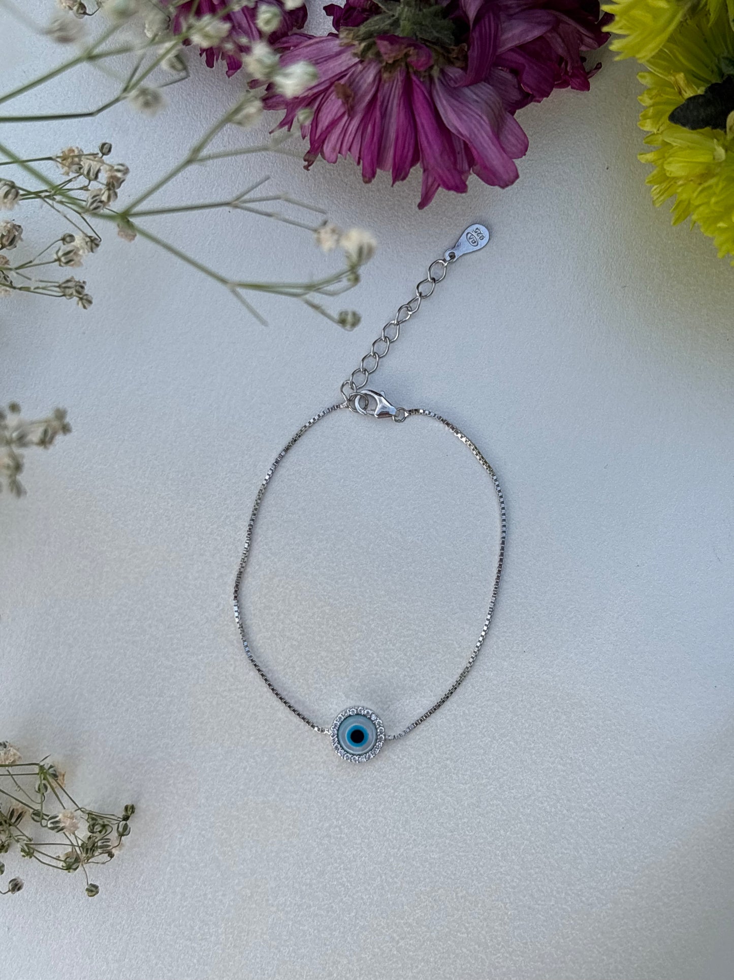Minimal Evil Eye Bracelet – 925 Sterling Silver