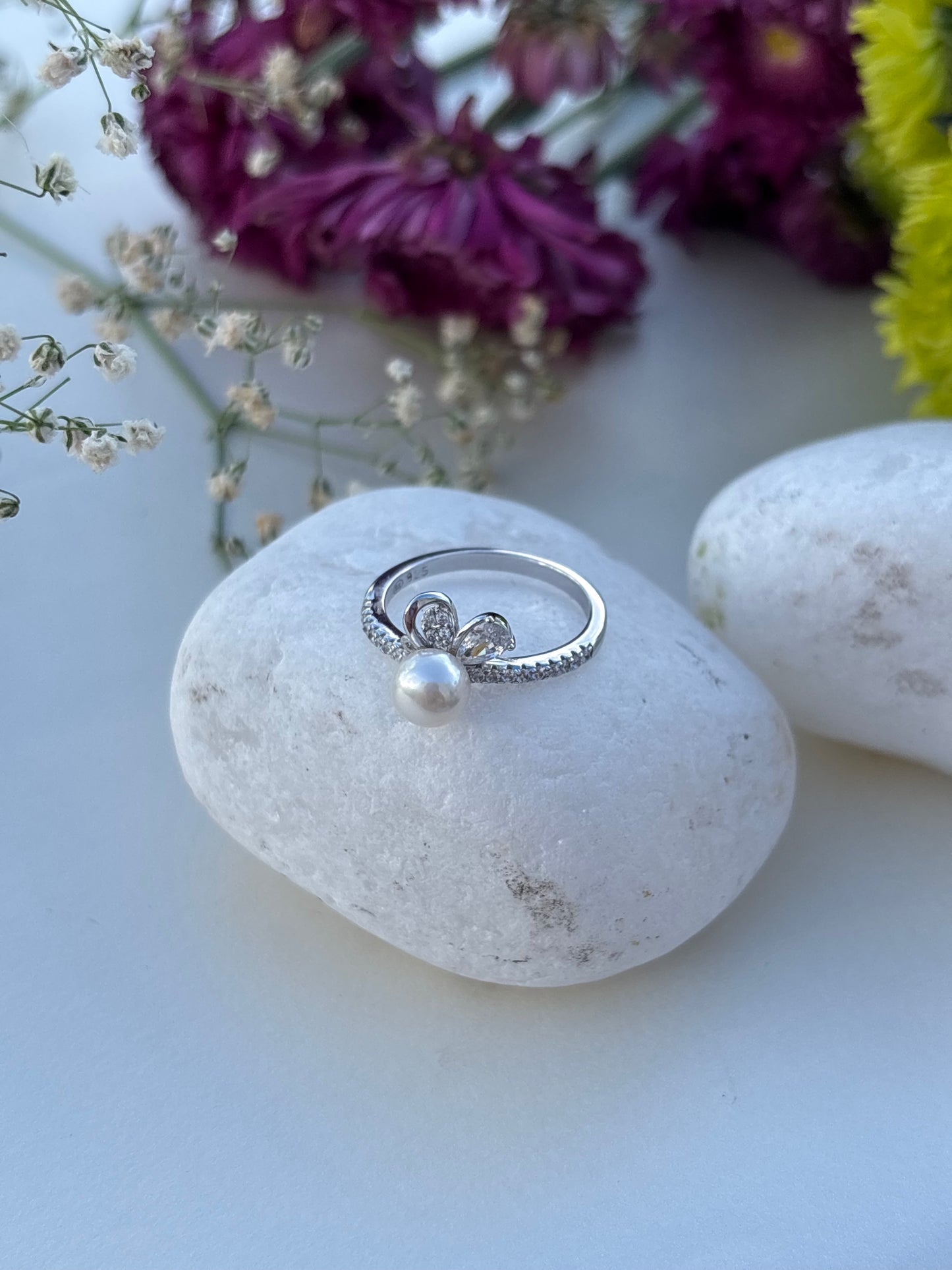 Pearl Accent Sterling Ring