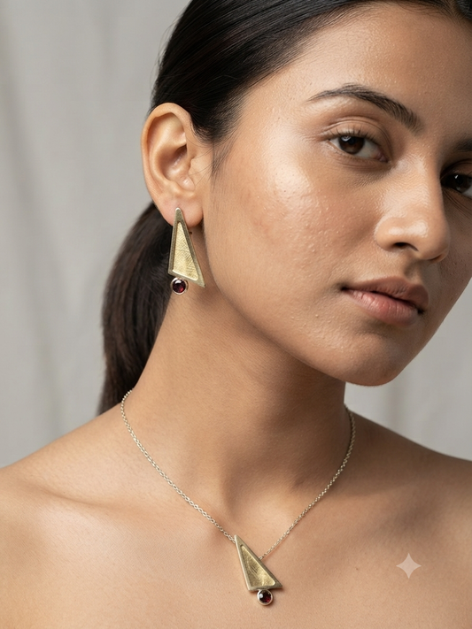 Geometric Edge Pendant Set