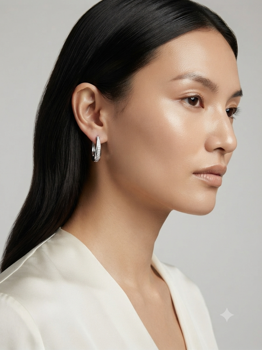 Sculpted Pave Hoop Earrings