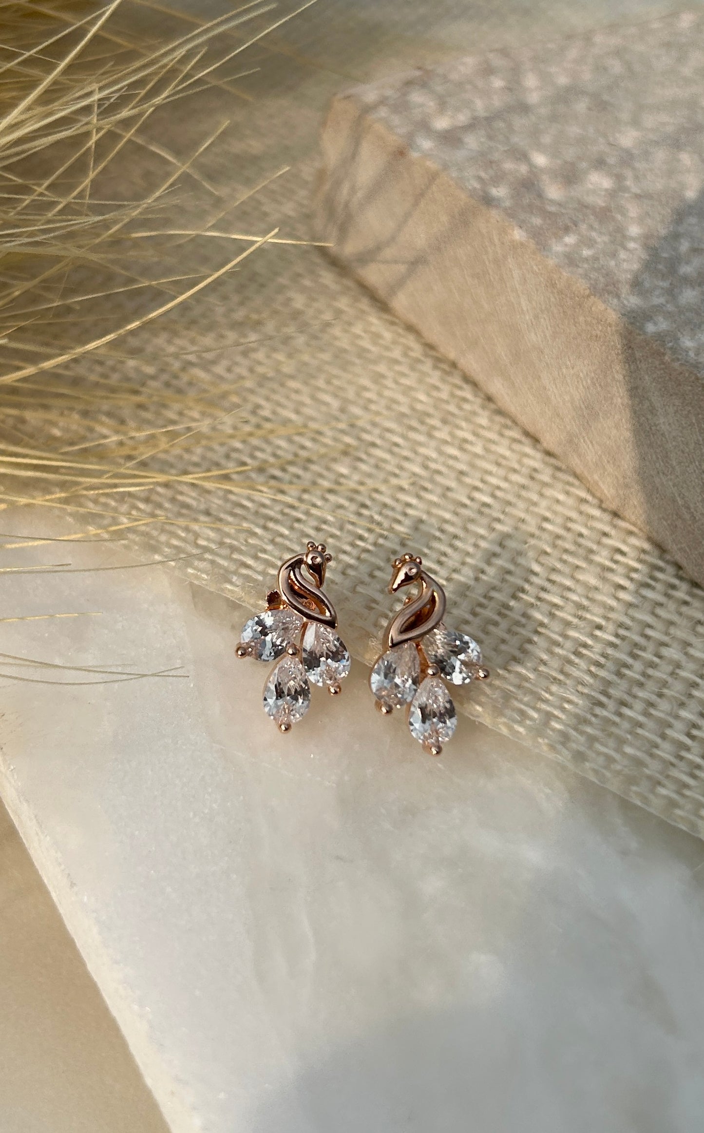 Curved Crystal Stud Earrings