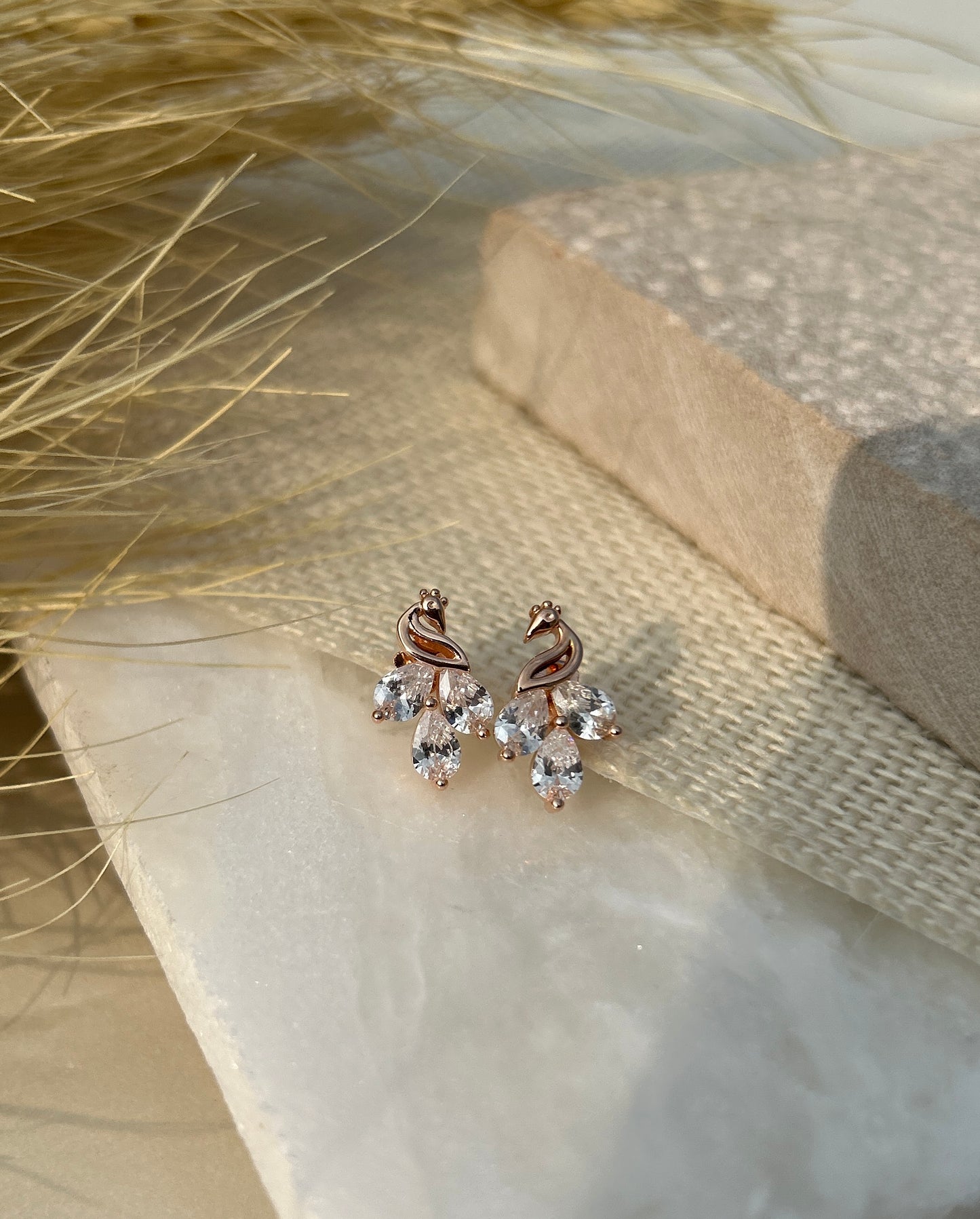 Curved Crystal Stud Earrings
