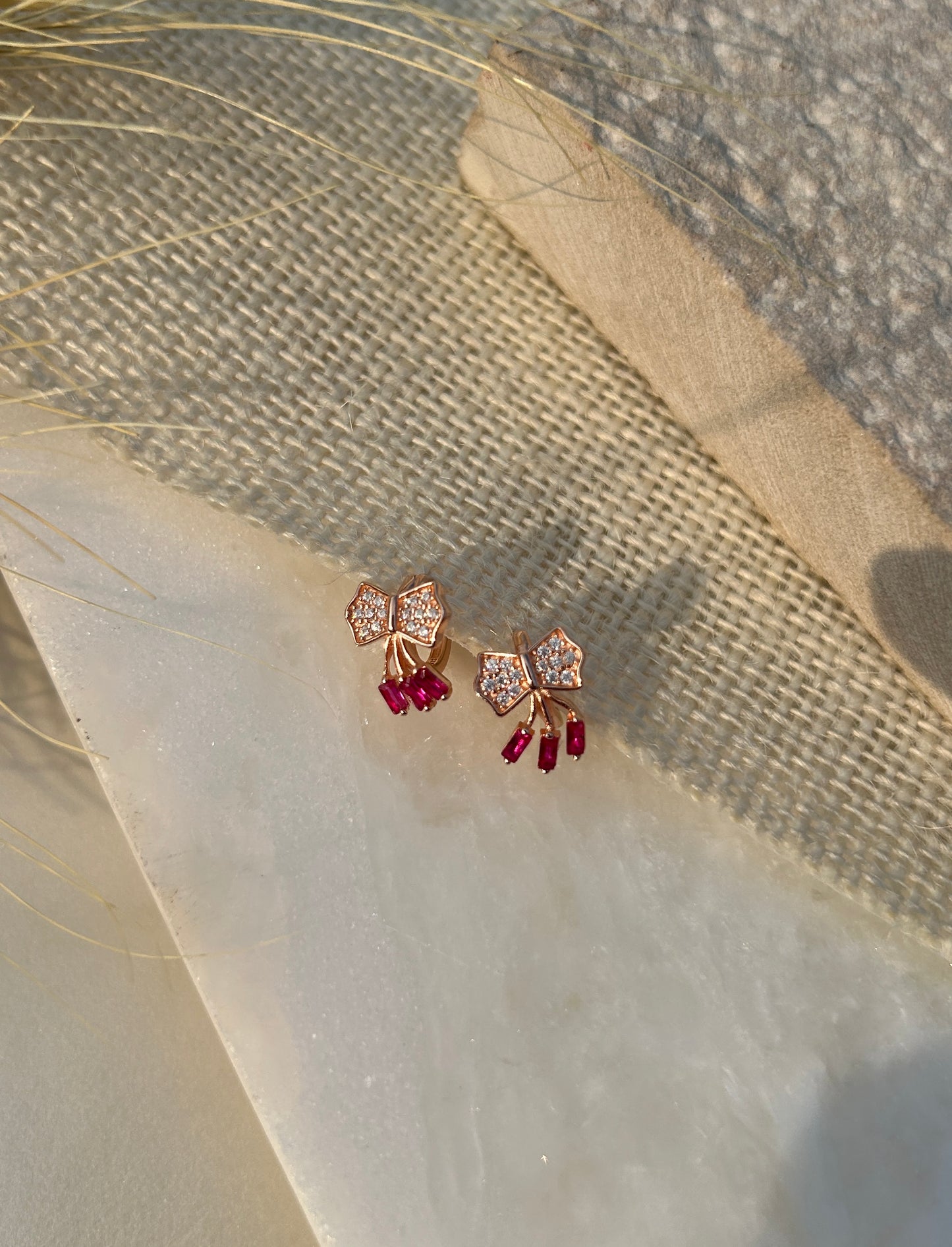 Bow Drop Stud Earrings