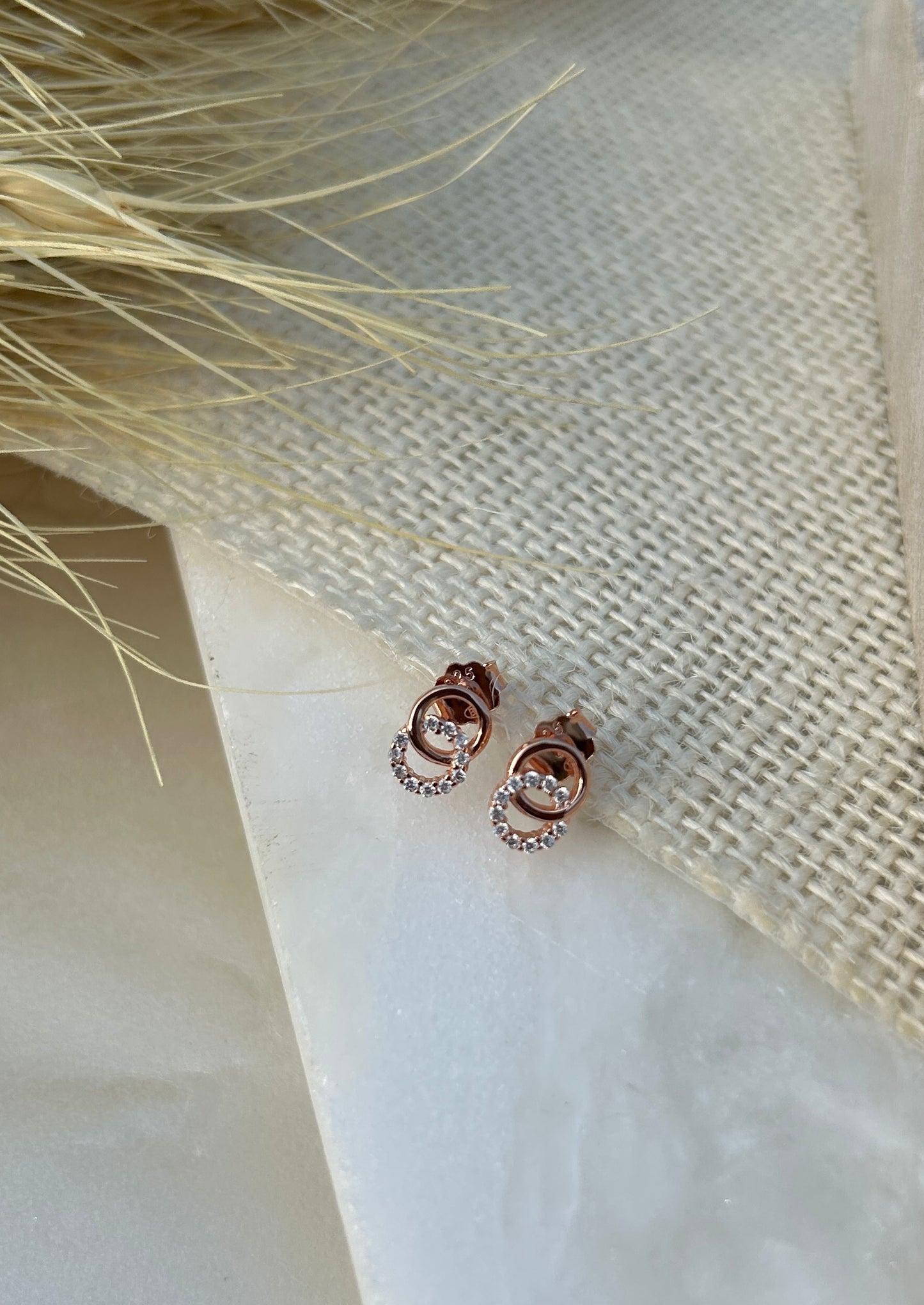 Circular Crystal Stud Earrings