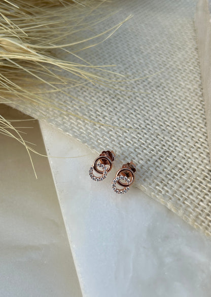 Circular Crystal Stud Earrings