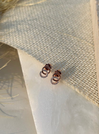 Circular Crystal Stud Earrings