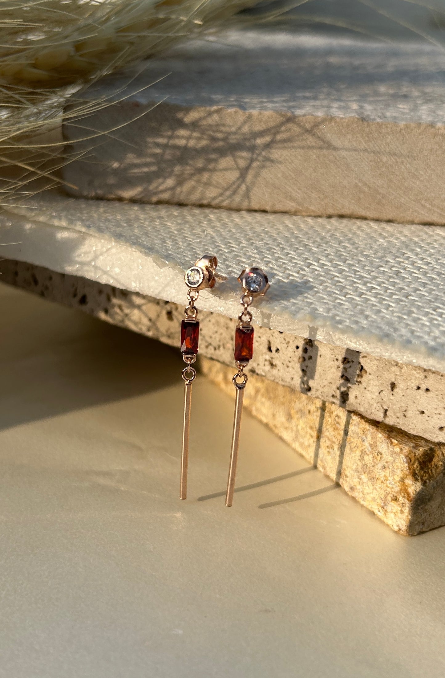 Linear Drop Stud Earrings