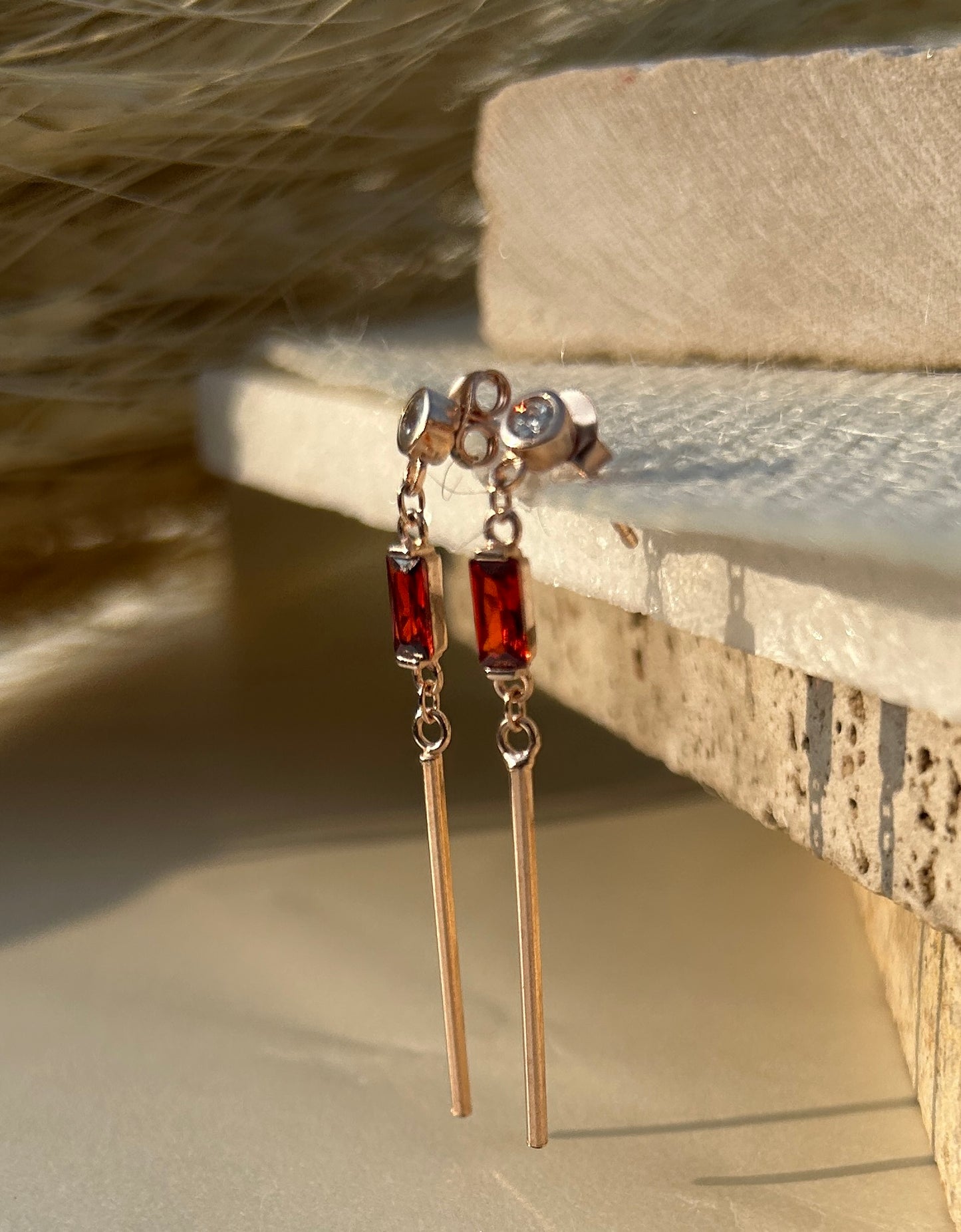 Linear Drop Stud Earrings