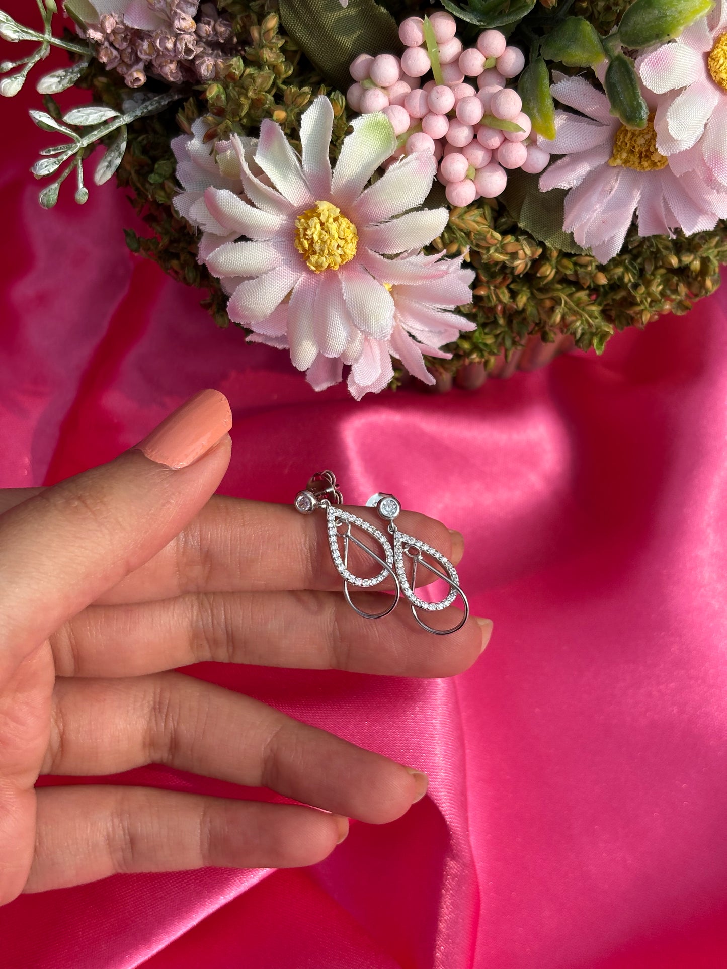 Silver Dual Teardrop Earrings