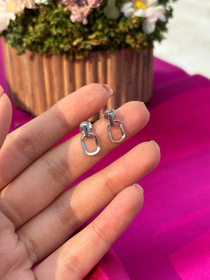 Silver Link Stud Earrings