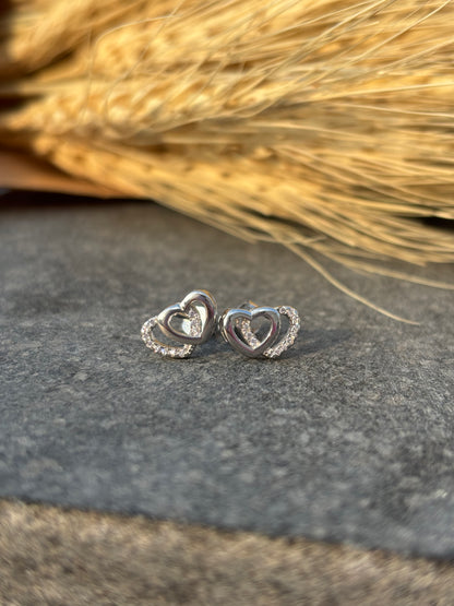 Double Heart Studs