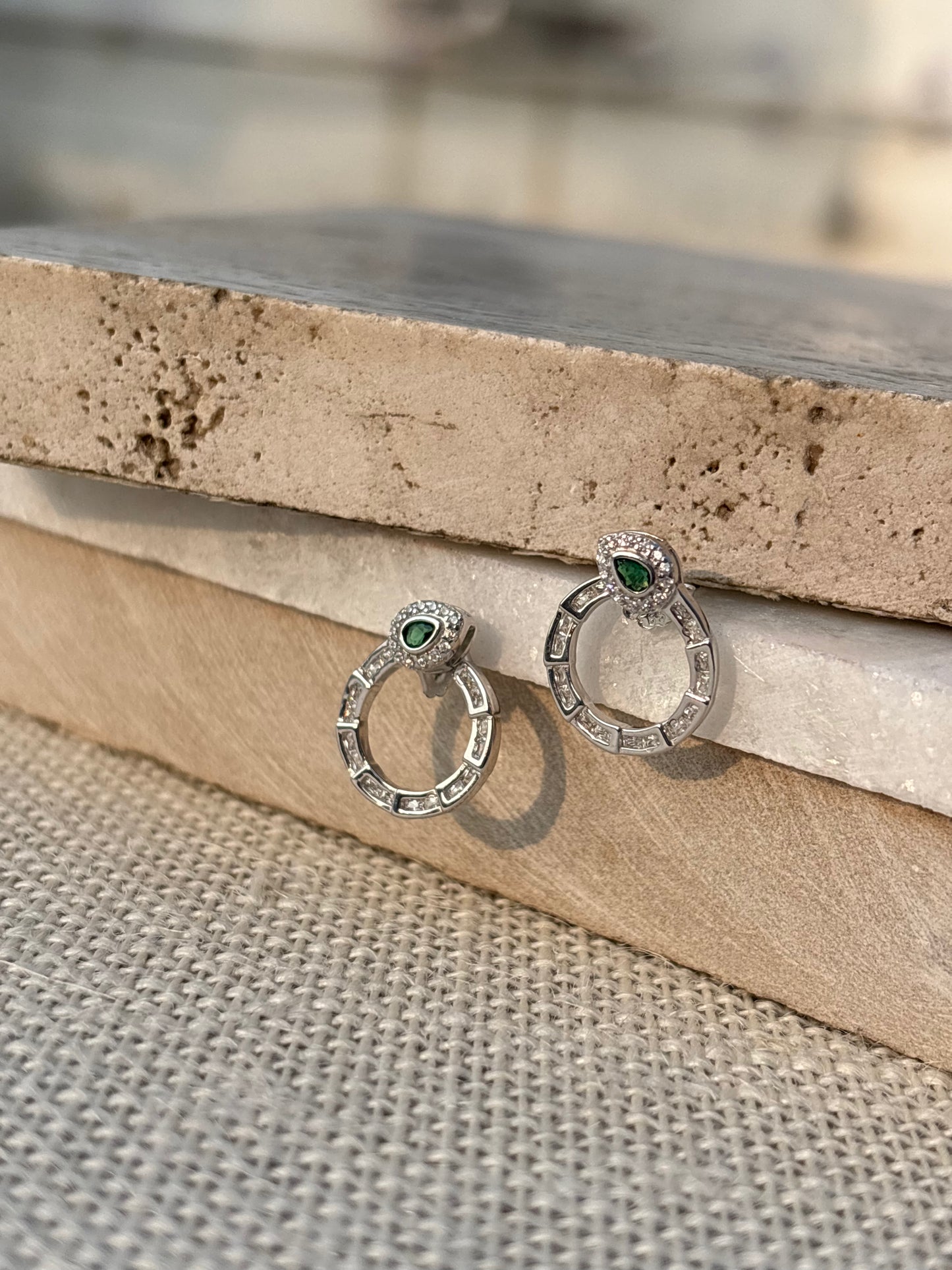 Green Stone Stud Earrings
