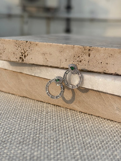 Green Stone Stud Earrings