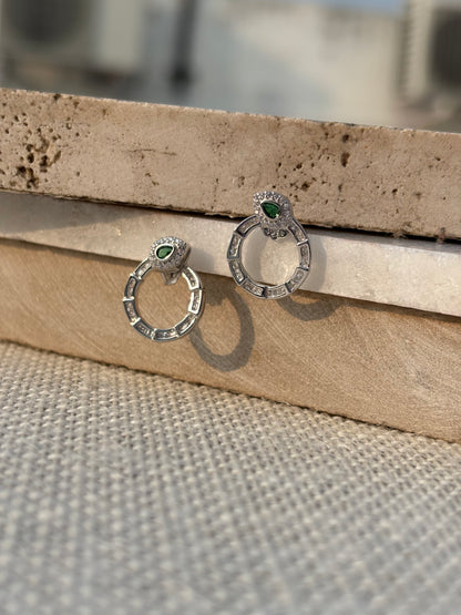 Green Stone Stud Earrings
